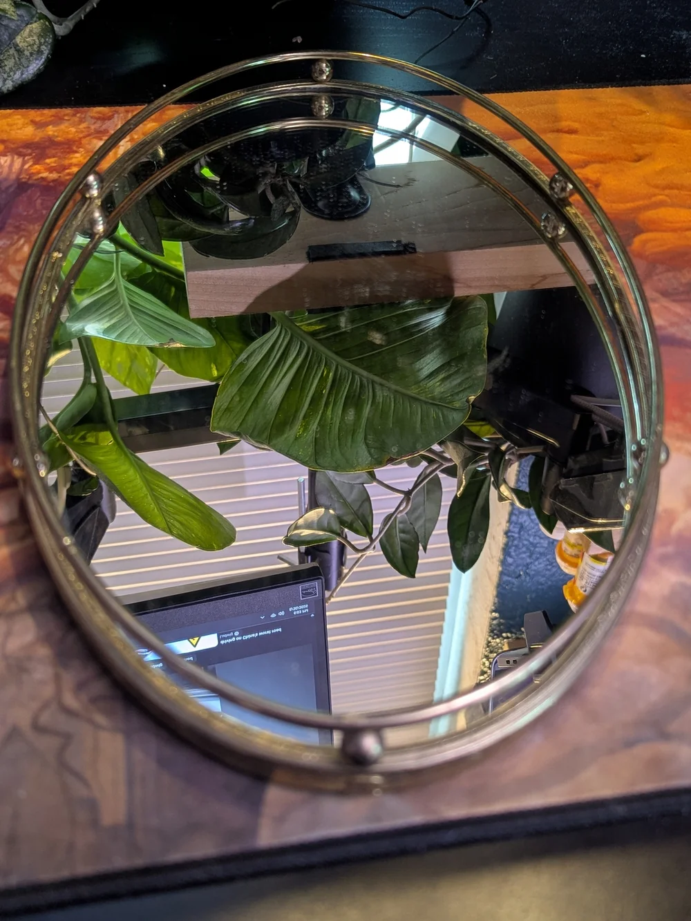 Decorative Gold Mirrored Oval Tray - Home Decor